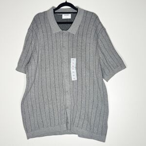 New Old Navy Short Sleeve Striped Button Down Polo Knit Sweater Men's Size XL
